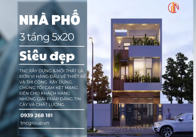 Mẫu nhà phố đẹp 3 tầng 5x20 siêu đẹp