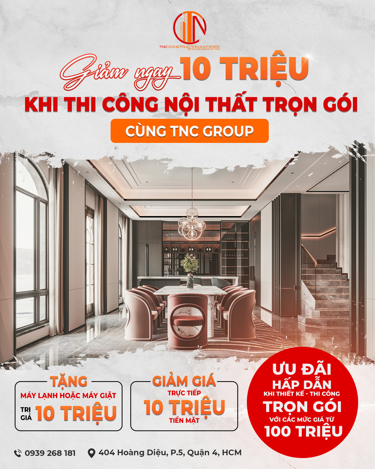 Ưu Đãi Khủng Cho Dịch Vụ Thiết Kế Nội Thất Của TNC Group