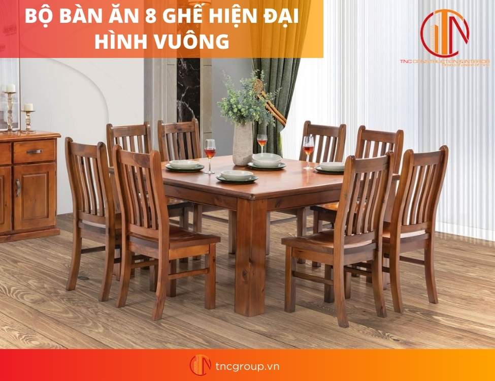 bàn ăn 8 ghế hiện đại