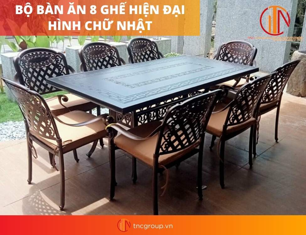 bàn ăn 8 ghế hiện đại