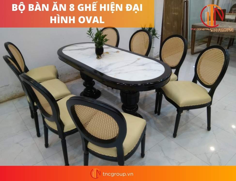 bàn ăn 8 ghế hiện đại