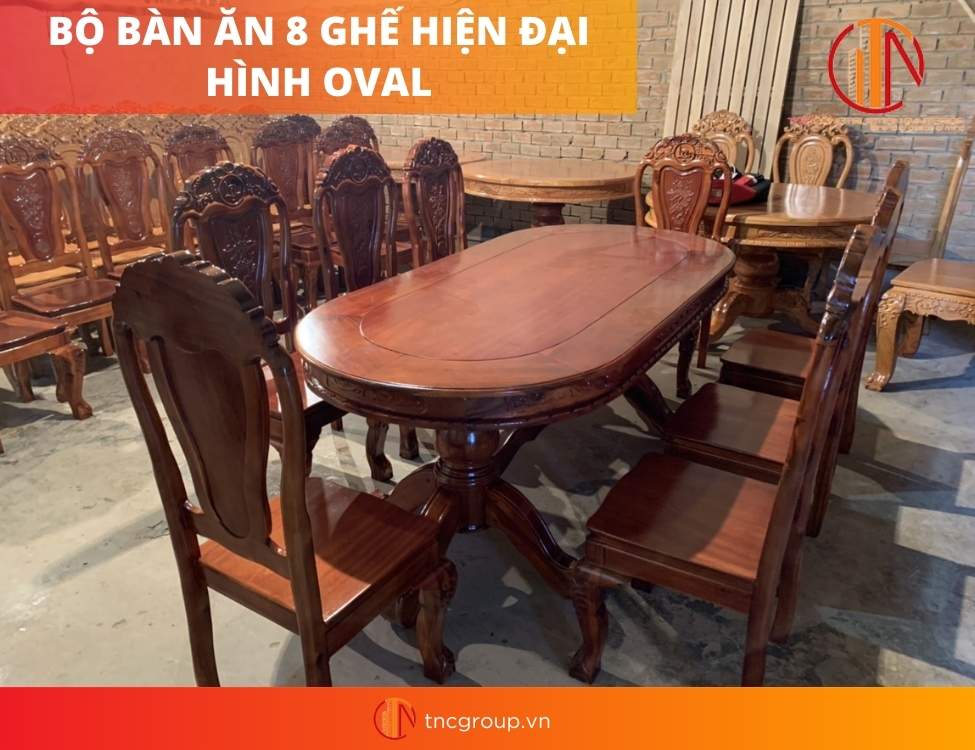 bàn ăn 8 ghế hiện đại