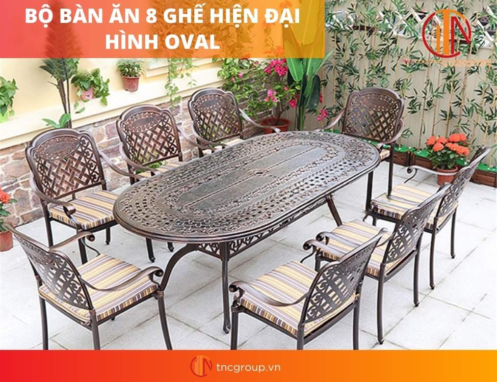 bàn ăn 8 ghế hiện đại