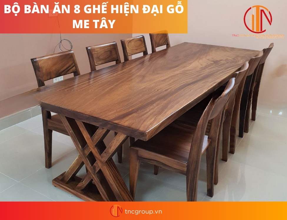 bàn ăn 8 ghế hiện đại