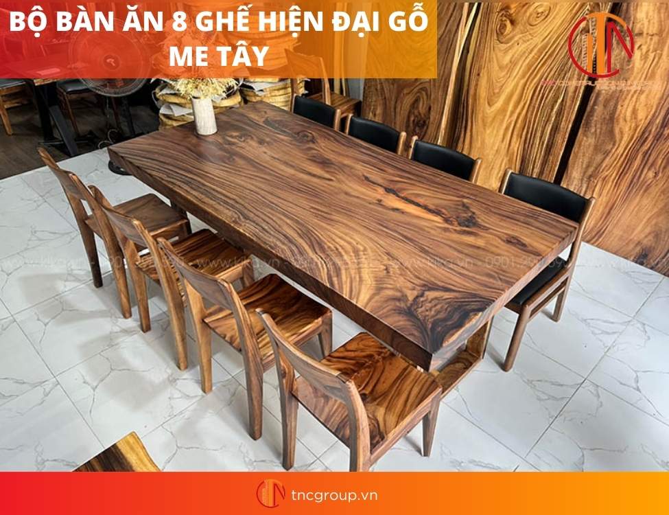 bàn ăn 8 ghế hiện đại