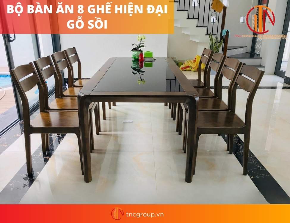 bàn ăn 8 ghế hiện đại