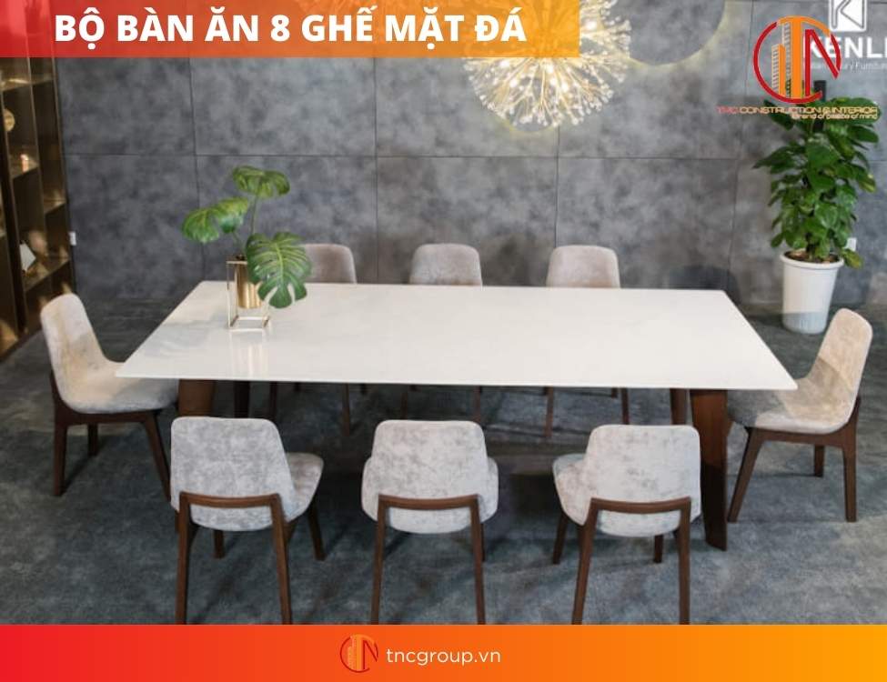 bàn ăn 8 ghế hiện đại