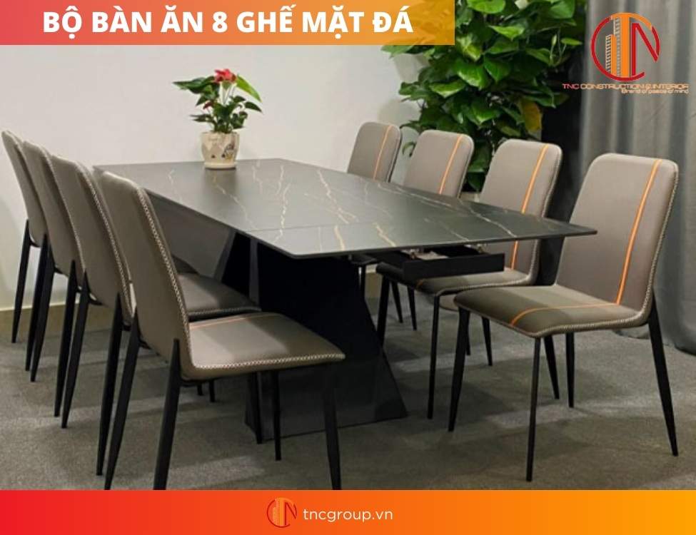 bàn ăn 8 ghế hiện đại