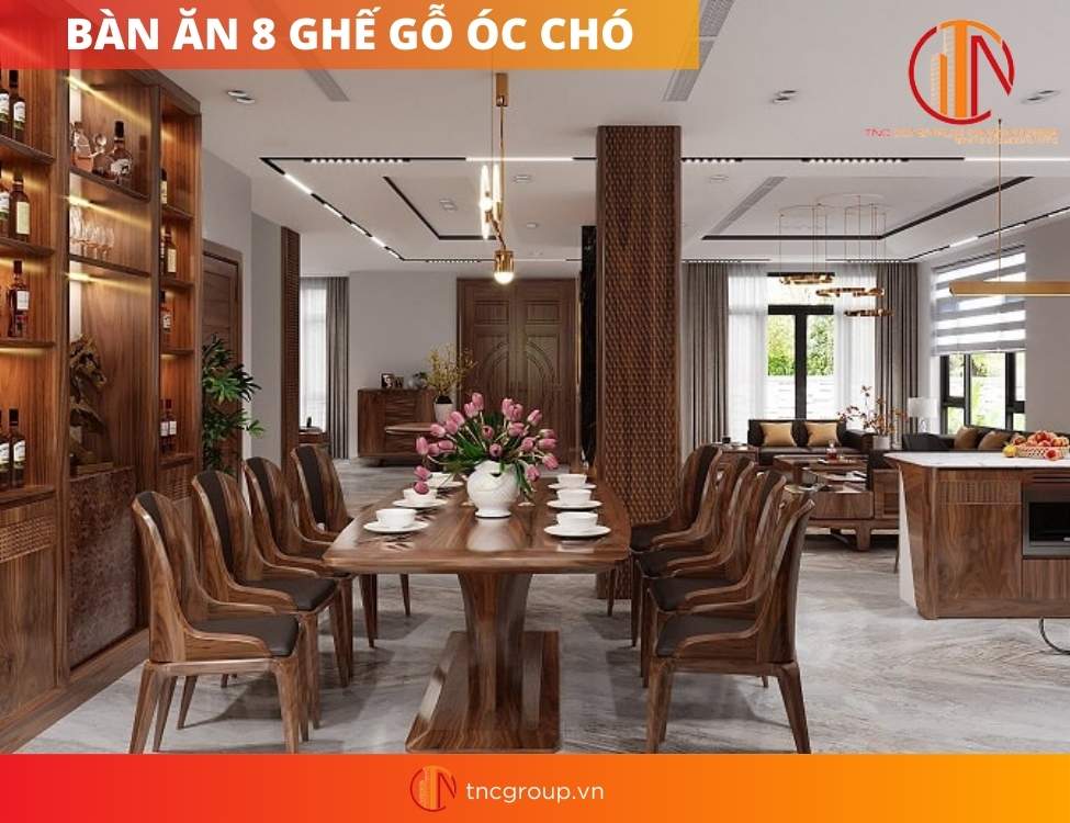 bàn ăn 8 ghế hiện đại