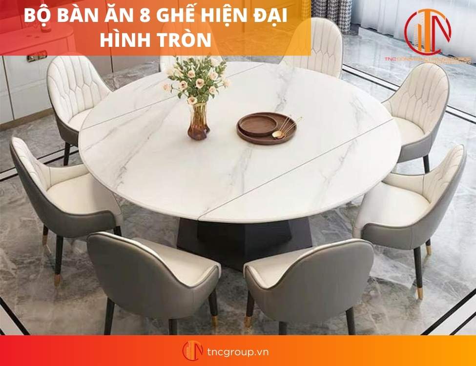 bàn ăn 8 ghế hiện đại