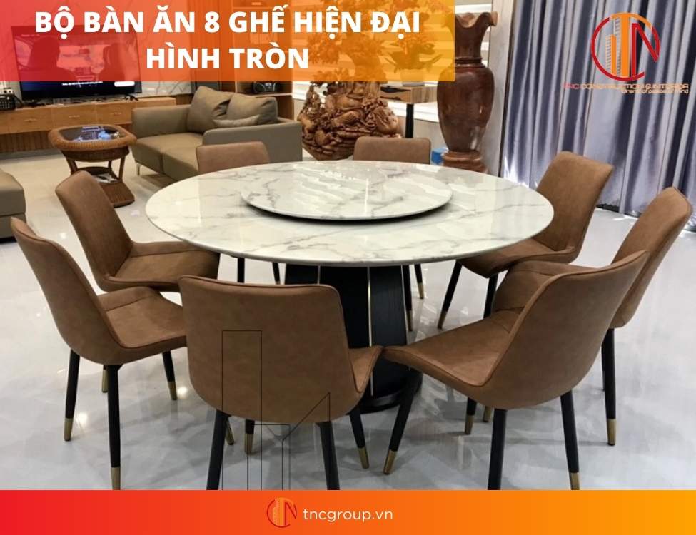 bàn ăn 8 ghế hiện đại