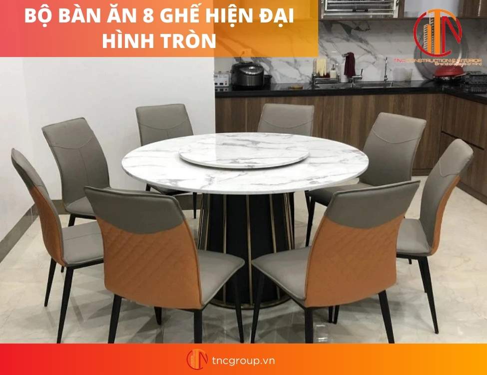 bàn ăn 8 ghế hiện đại