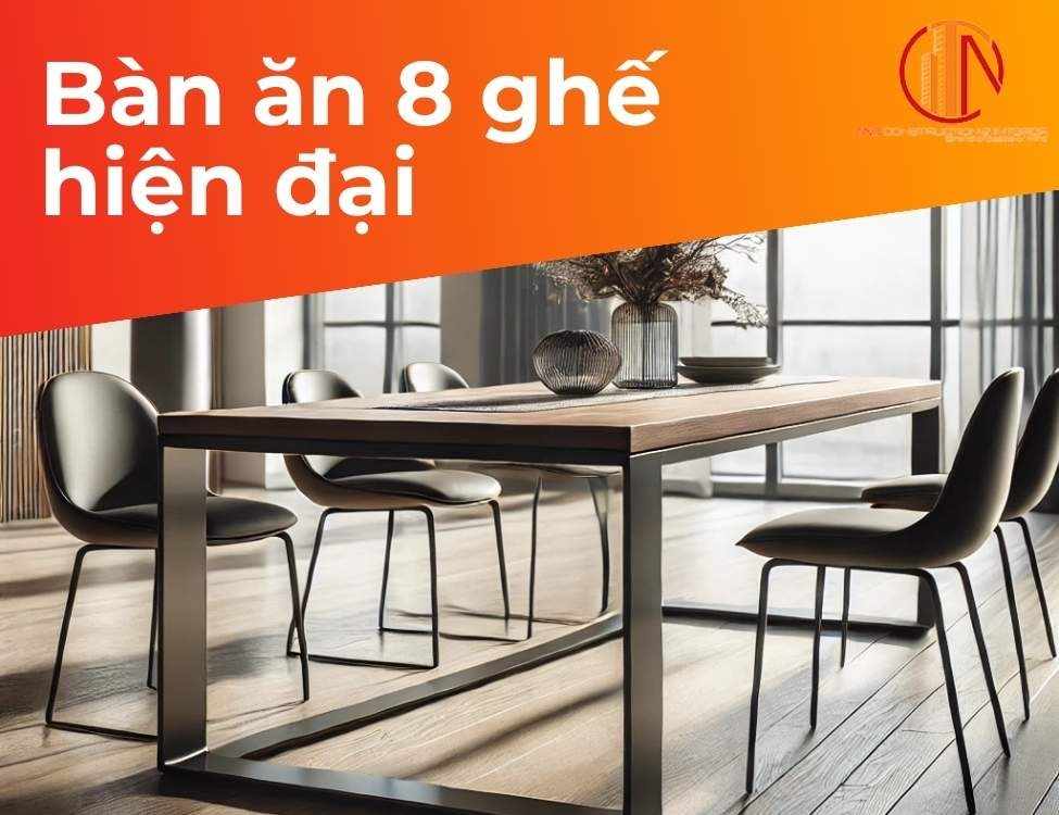 bàn ăn 8 ghế hiện đại