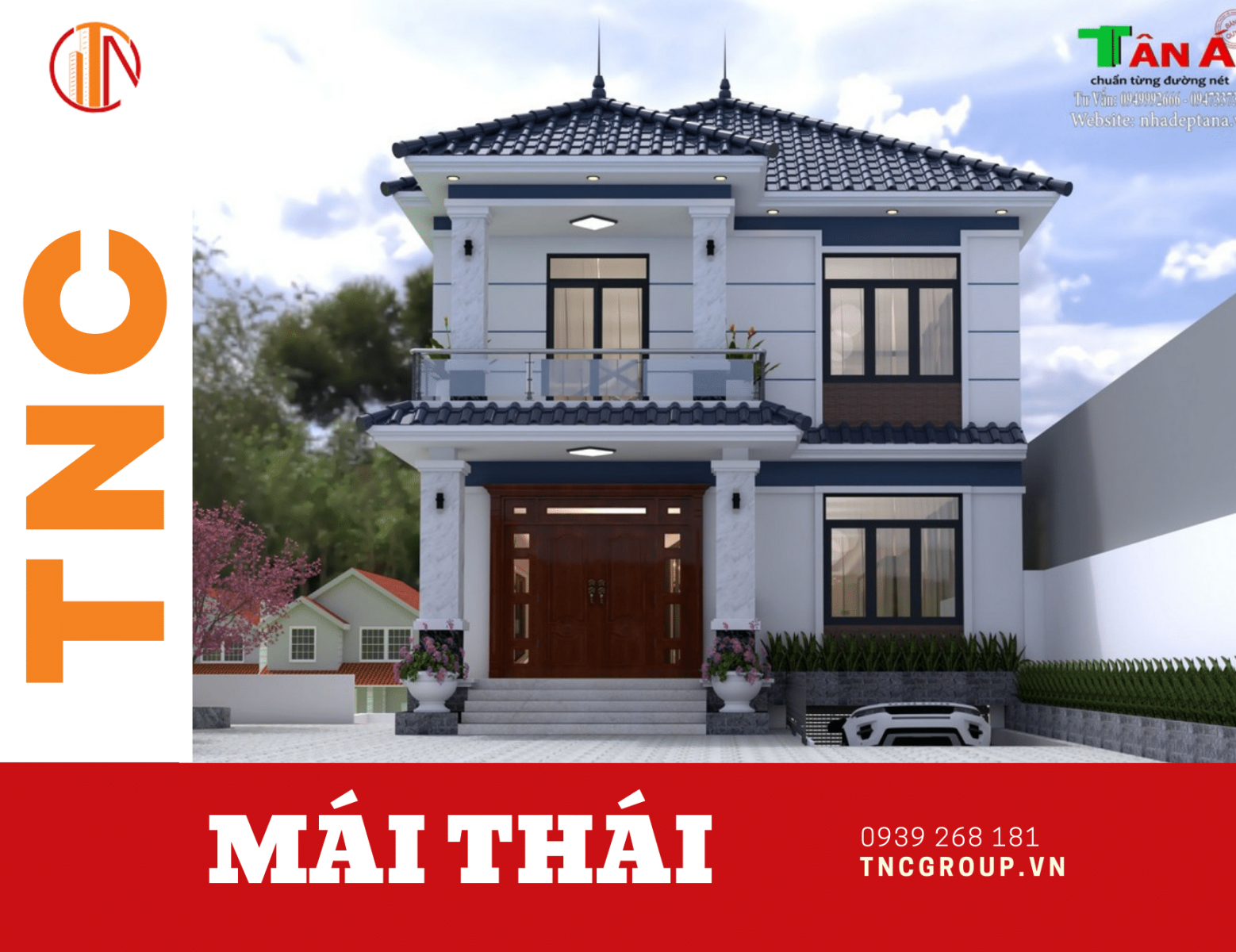 Biệt thự 2 tầng mái Thái có tầng hầm