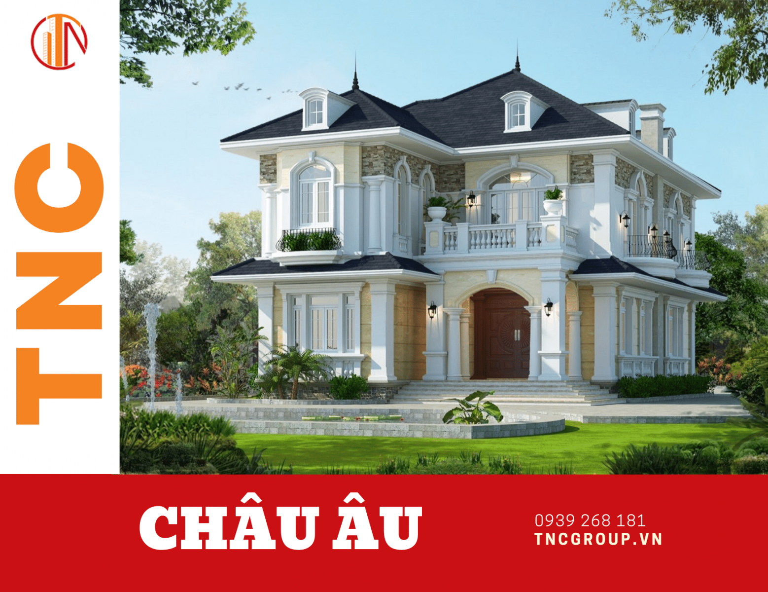 Mẫu biệt thự mini 2 tầng 60m2 phong cách Châu Âu