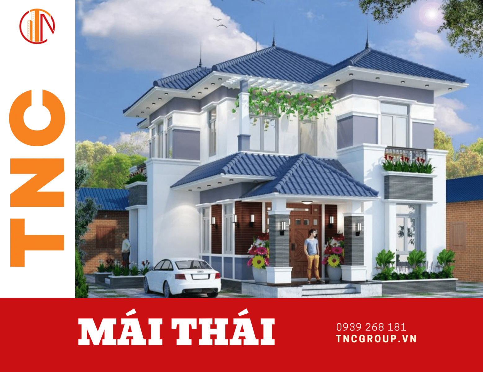 Mẫu biệt thự mini 2 tầng 60m2 mái Thái