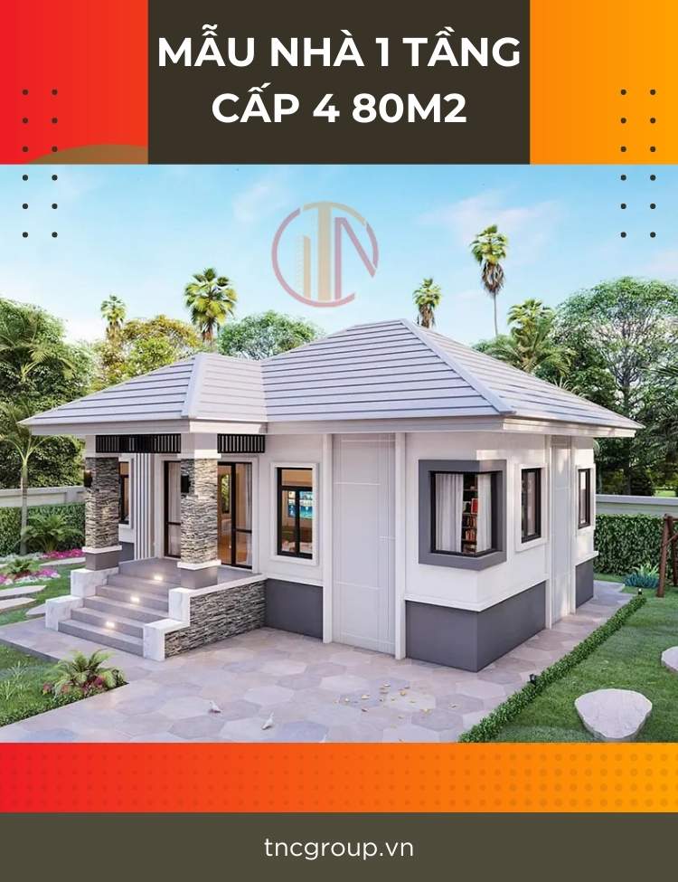 Mẫu nhà 1 tầng cấp 4 80m2