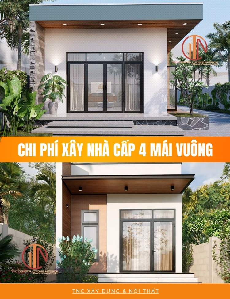 Chi phí xây nhà cấp 4 mái vuông bao nhiêu tiền?