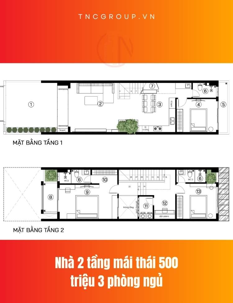 Nhà 2 tầng nông thôn 500 triệu 3 phòng ngủ