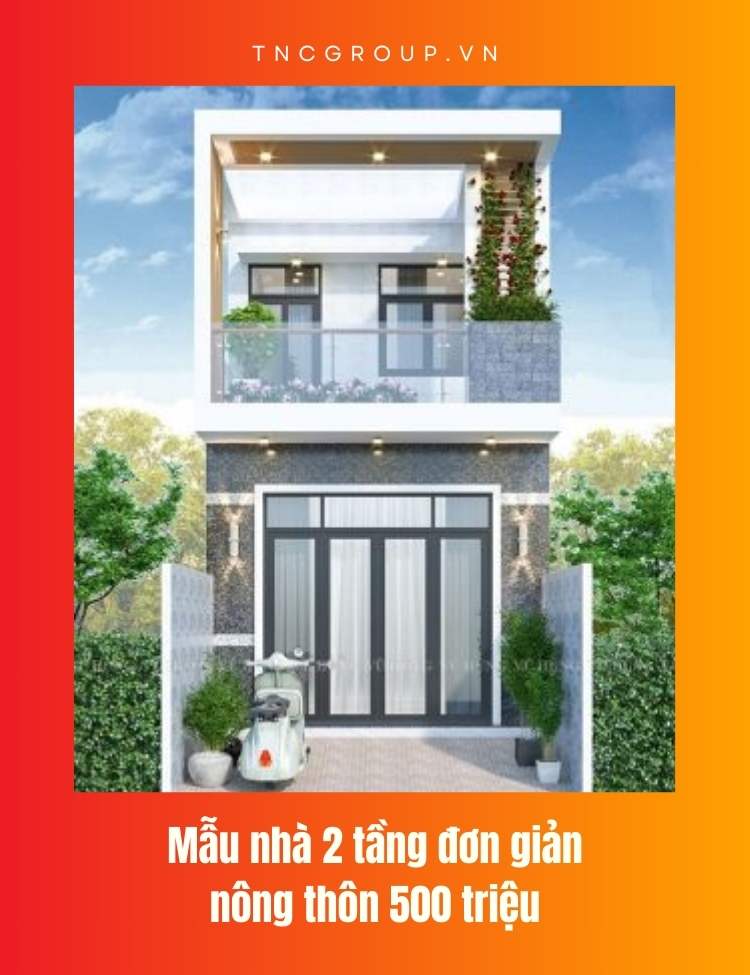 Mẫu nhà 2 tầng đơn giản nông thôn 500 triệu