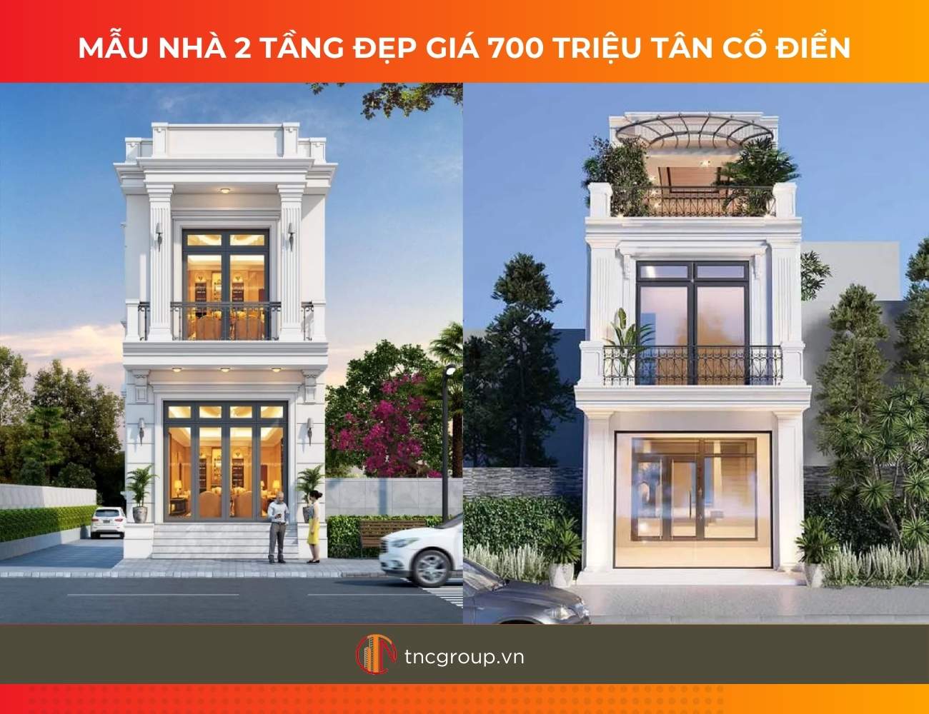 Mẫu nhà 2 tầng giá 700 triệu hiện đại