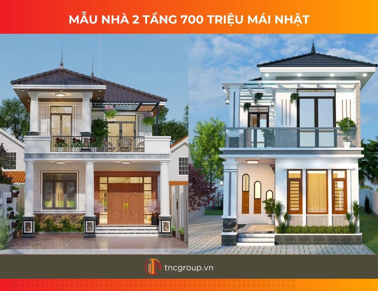 Mẫu nhà 2 tầng giá 700 triệu hiện đại