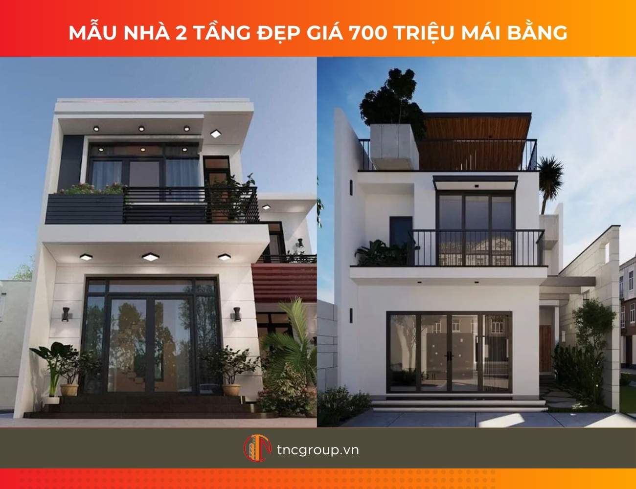 Mẫu nhà 2 tầng giá 700 triệu hiện đại