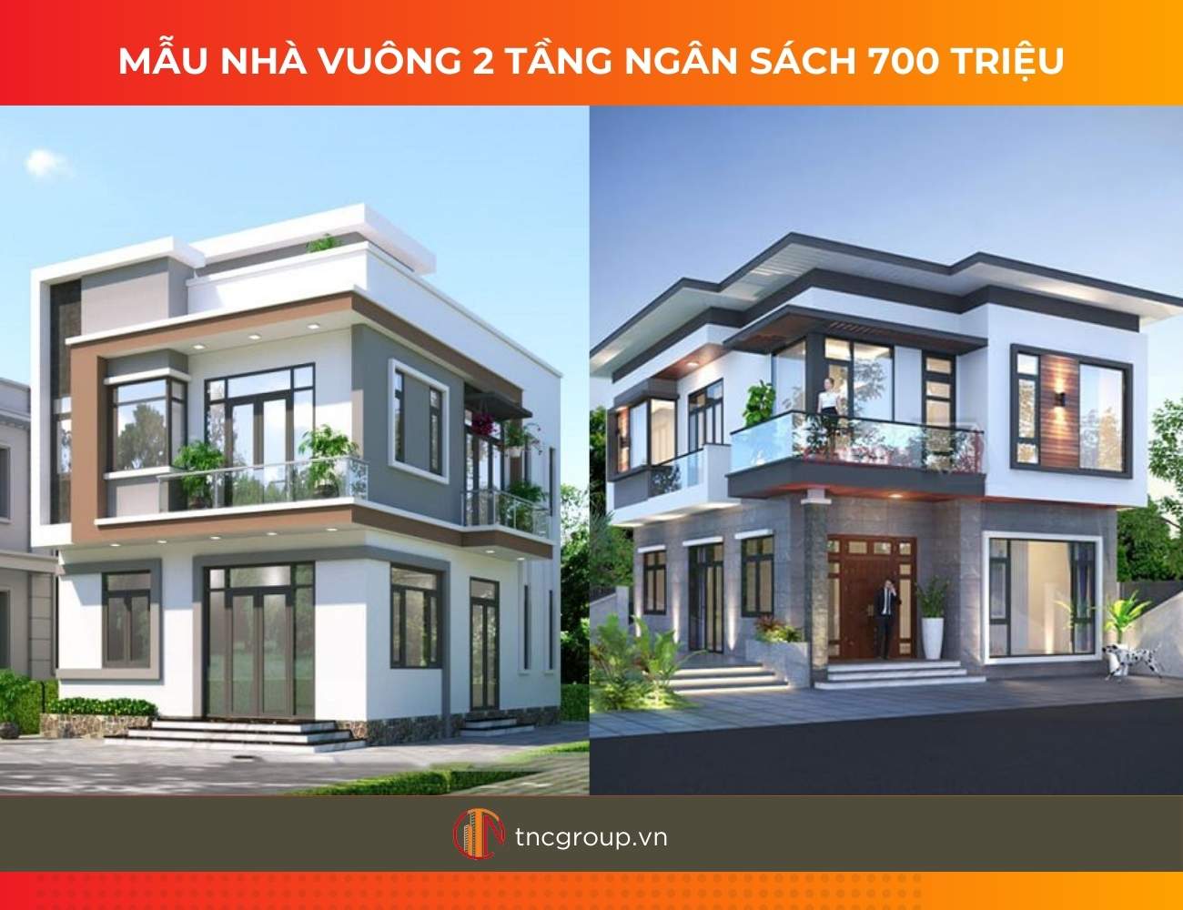 Mẫu nhà vuông 2 tầng đẹp ở nông thôn ngân sách 700 triệu