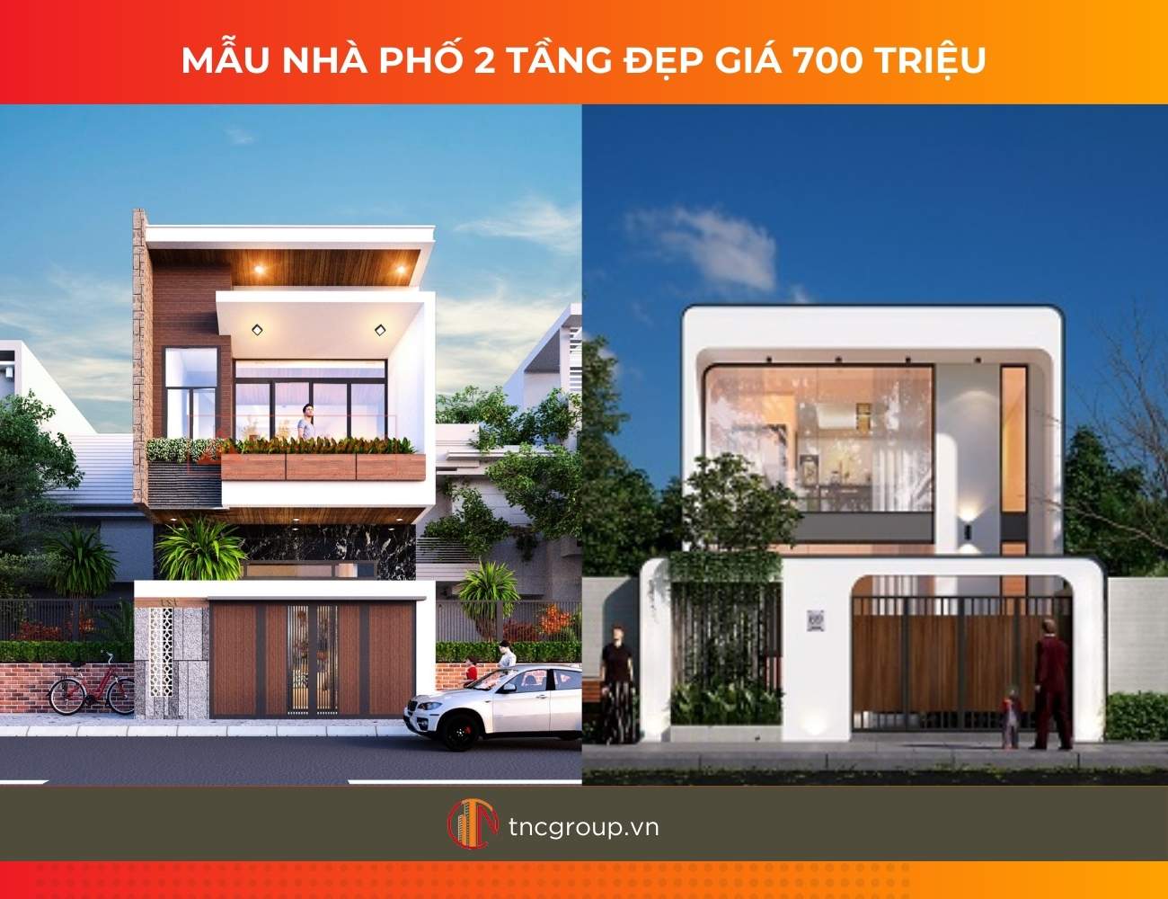 Mẫu nhà phố 2 tầng đẹp giá 700 triệu