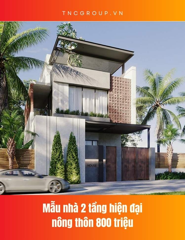 Mẫu nhà 2 tầng hiện đại nông thôn 800 triệu