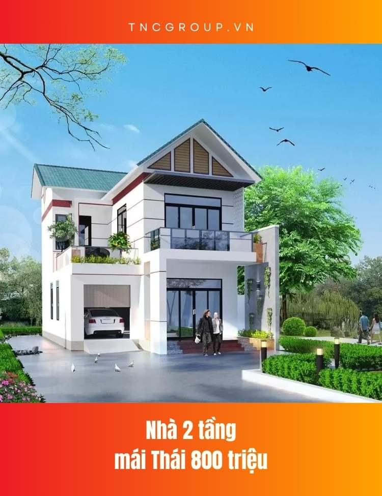 mẫu nhà 2 tầng nông thôn 800 triệu