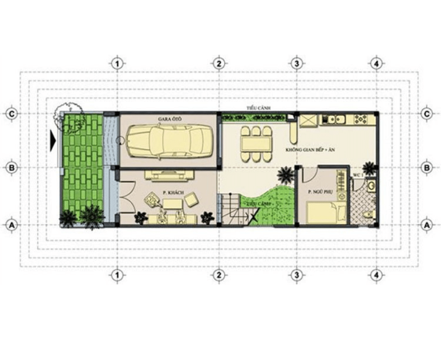 Mặt bằng nhà 6x15m 3 tầng có sân thượng