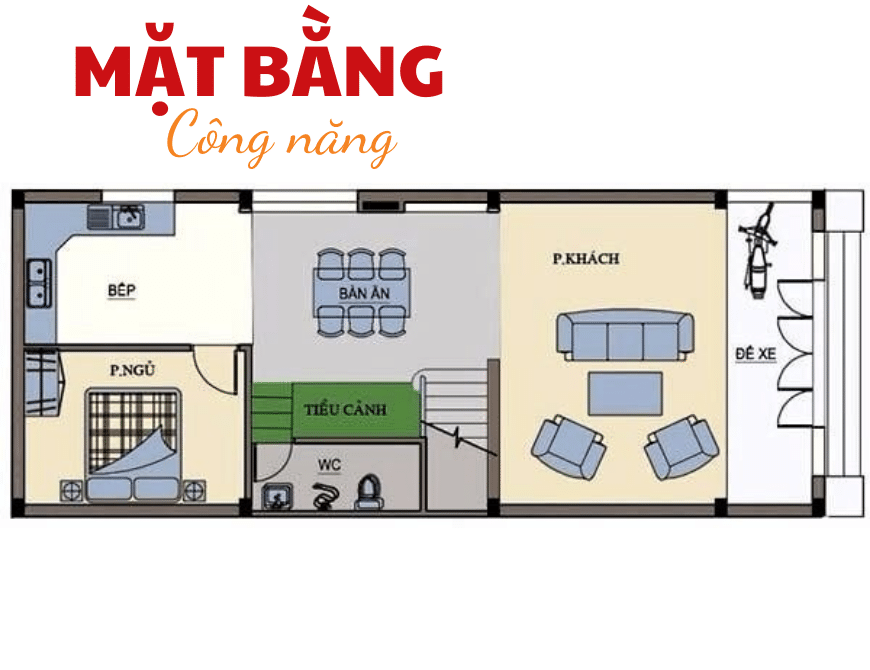 Mặt bằng nhà phố 3 tầng 1 tum 6x15m