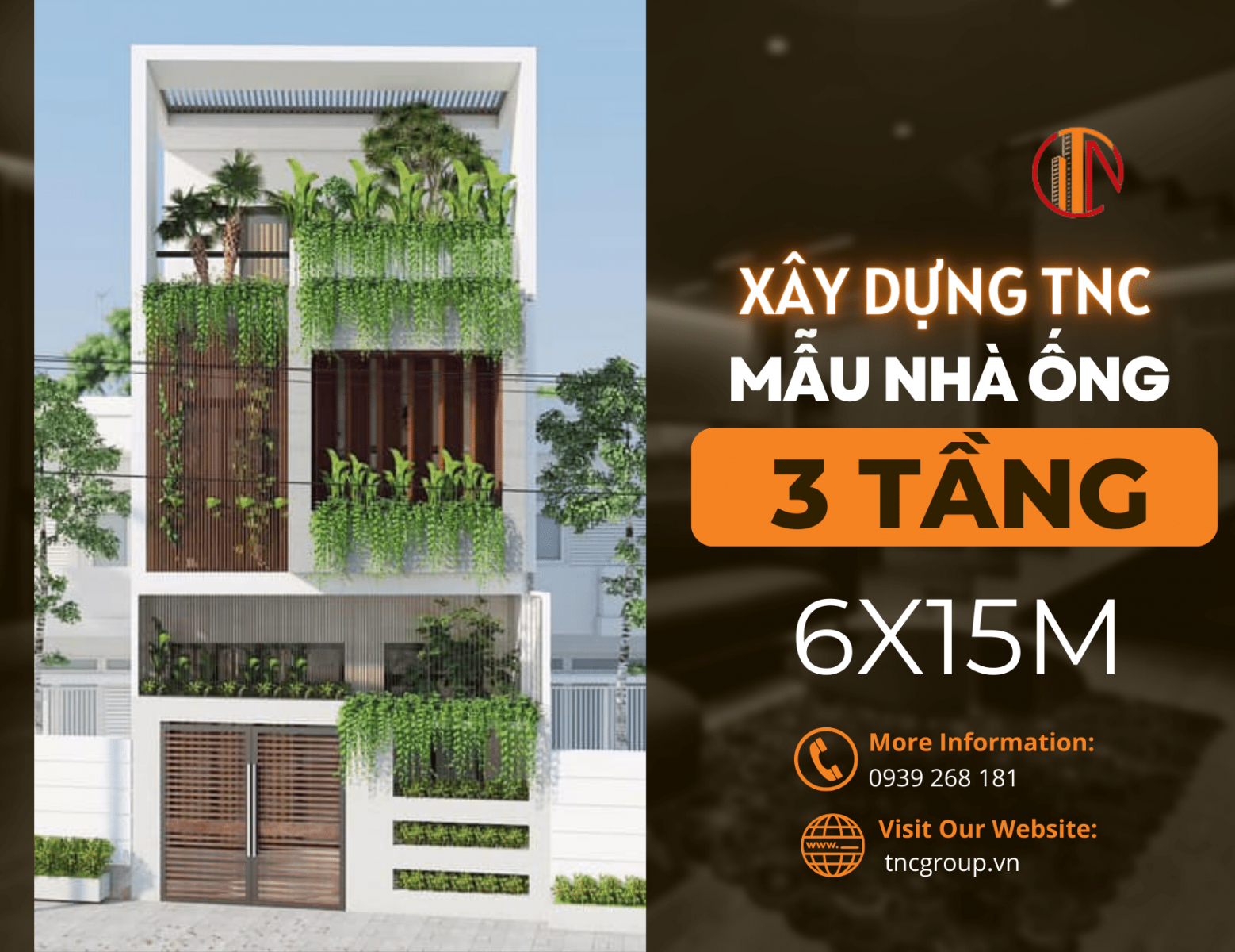 Mẫu nhà đẹp 3 tầng 6x15