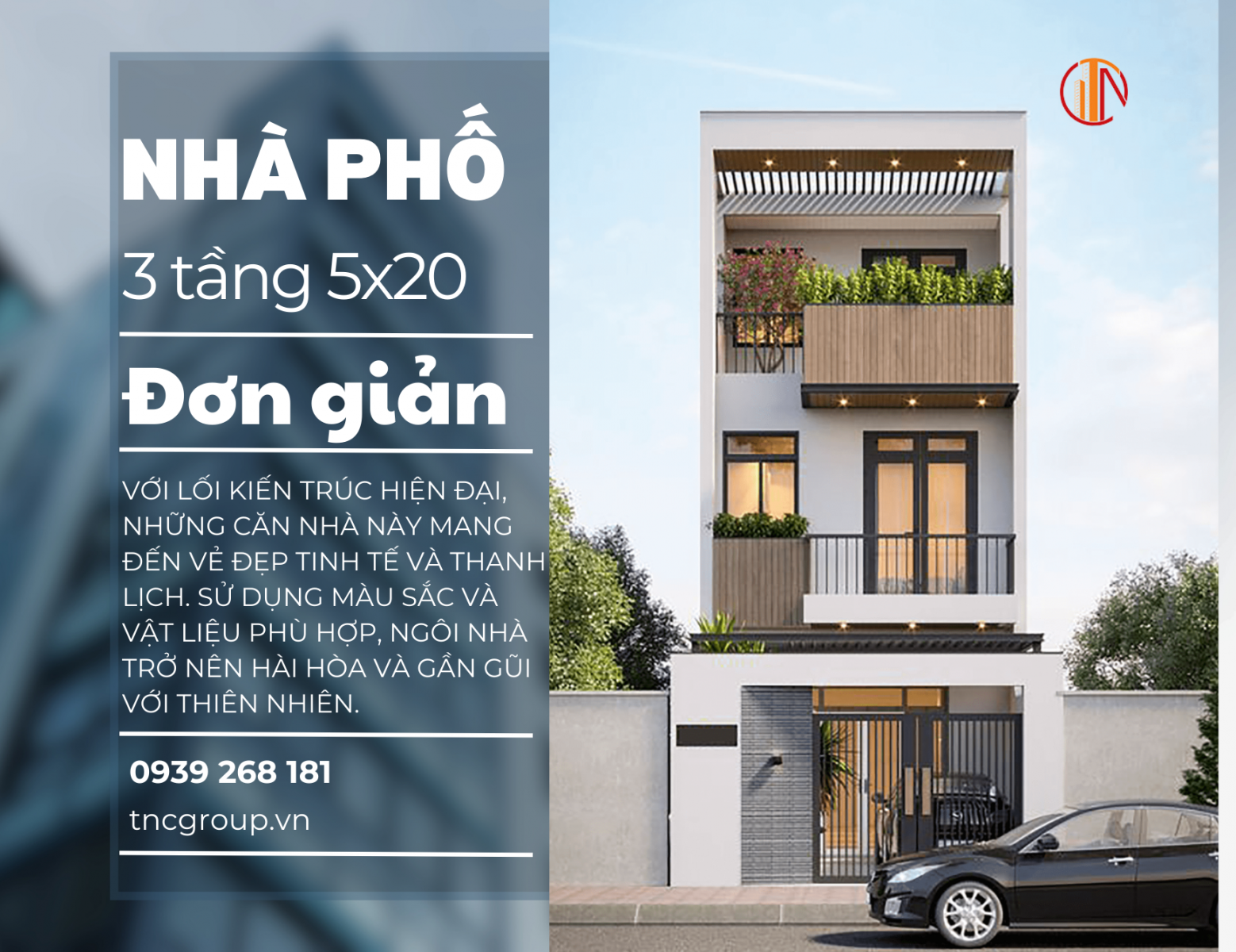 thiết kế nhà phố 5x20 3 tầng 