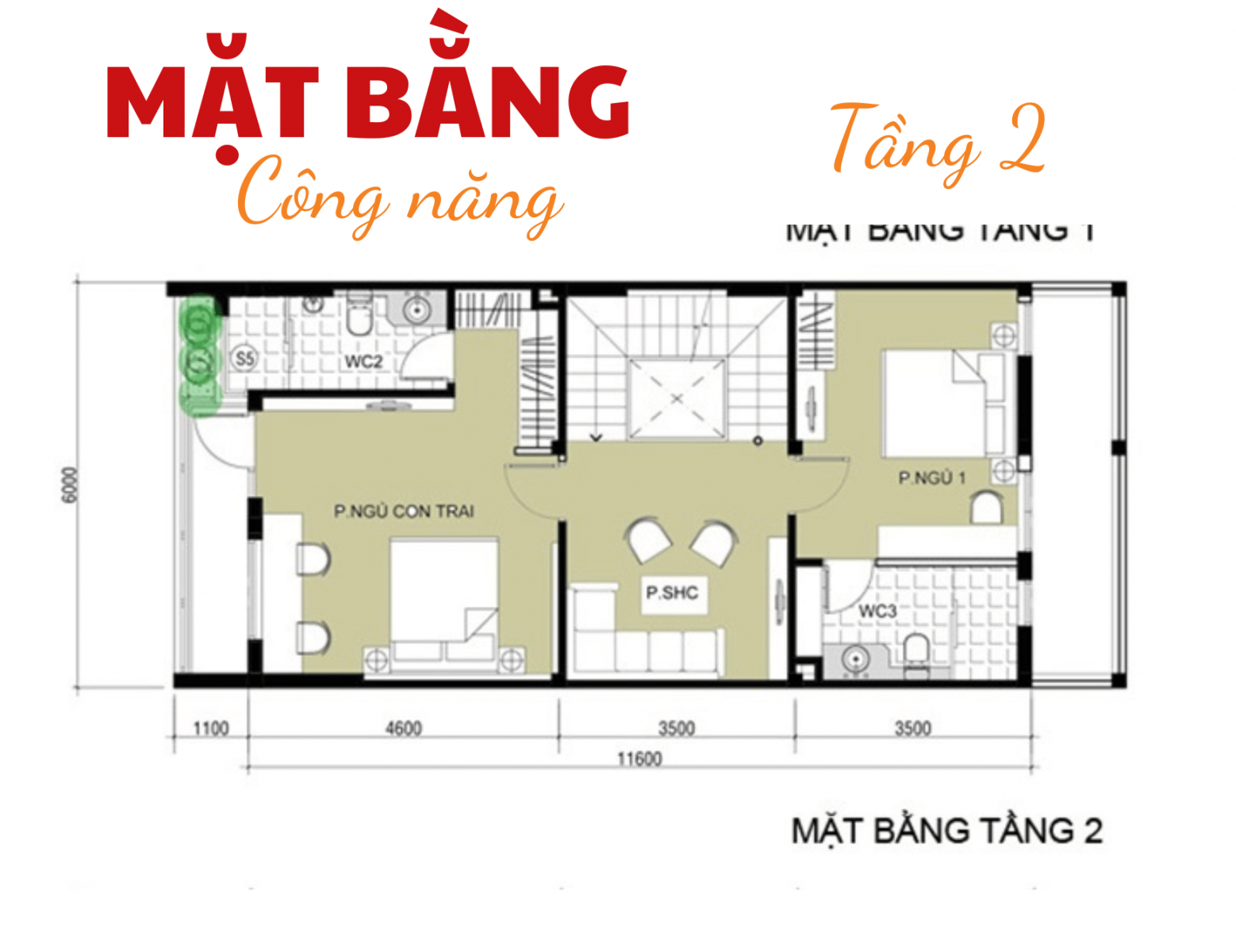 Bản vẽ thiết kế mặt bằng mẫu nhà 3 tầng 6x13m 3 phòng ngủ