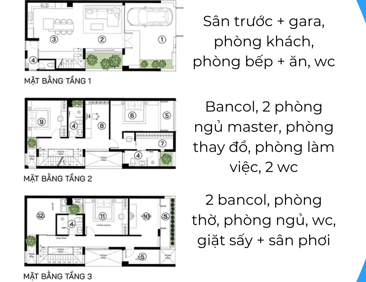 Bản vẽ thiết kế nhà 3 tầng 7x15m