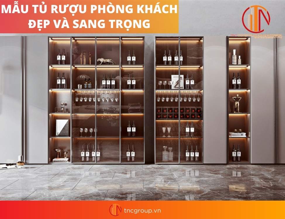 mẫu tủ trang trí phòng khách