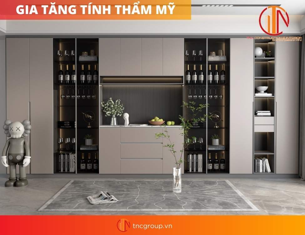 mẫu tủ trang trí phòng khách