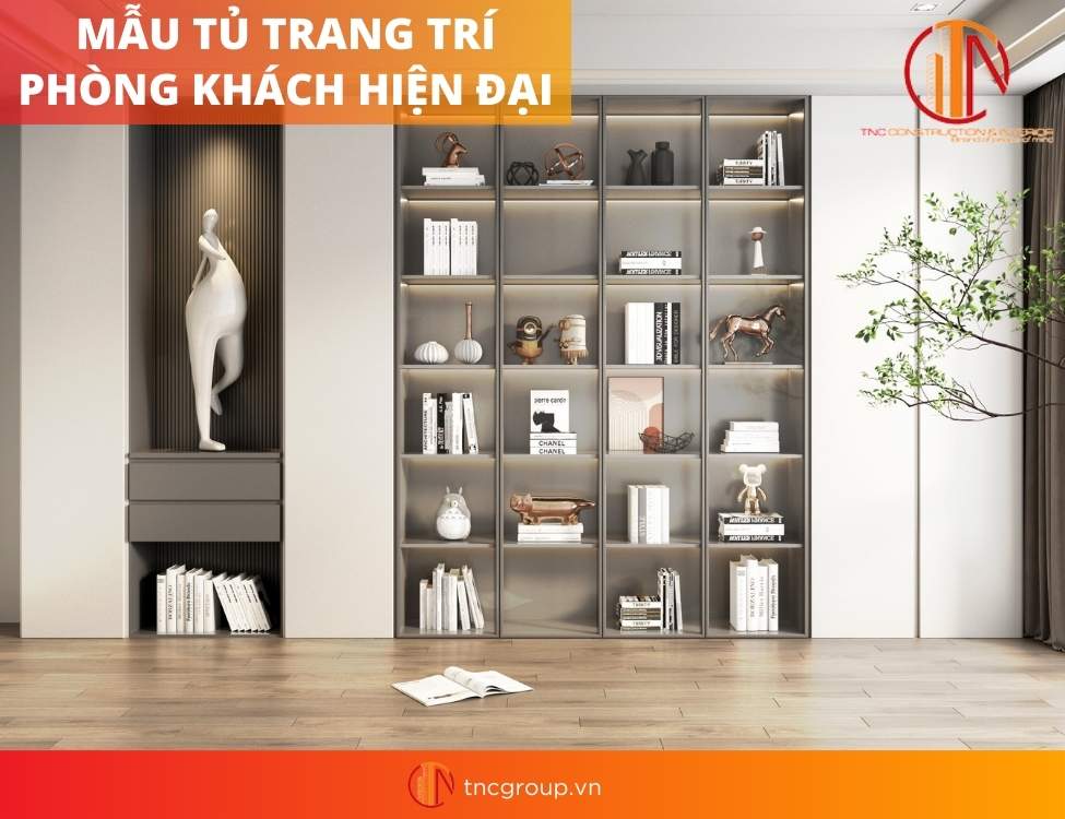 mẫu tủ trang trí phòng khách