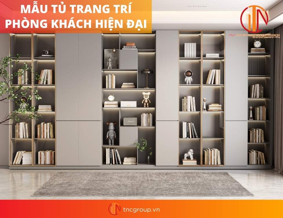 mẫu tủ trang trí phòng khách