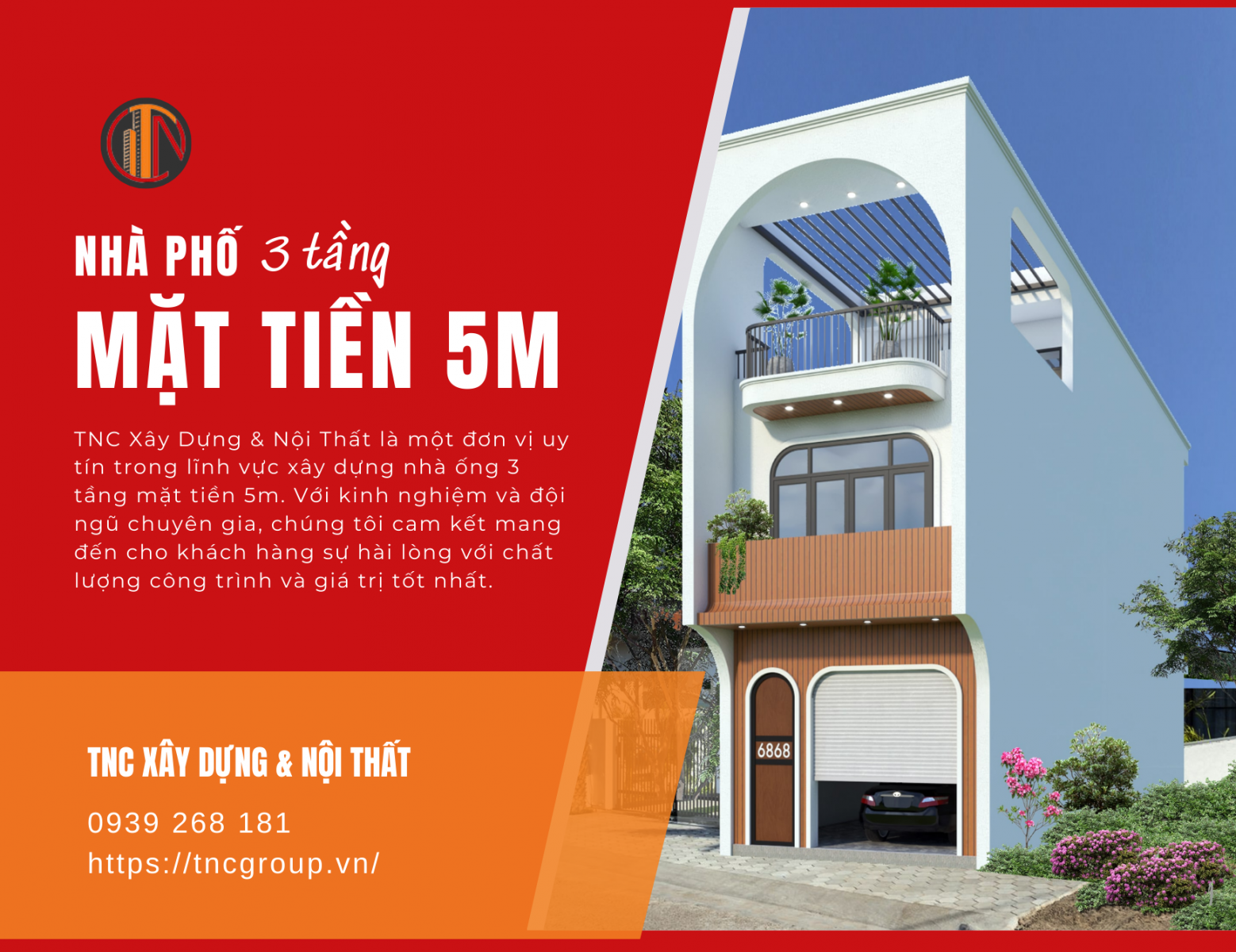 Mẫu nhà ống 3 tầng mặt tiền 5m 