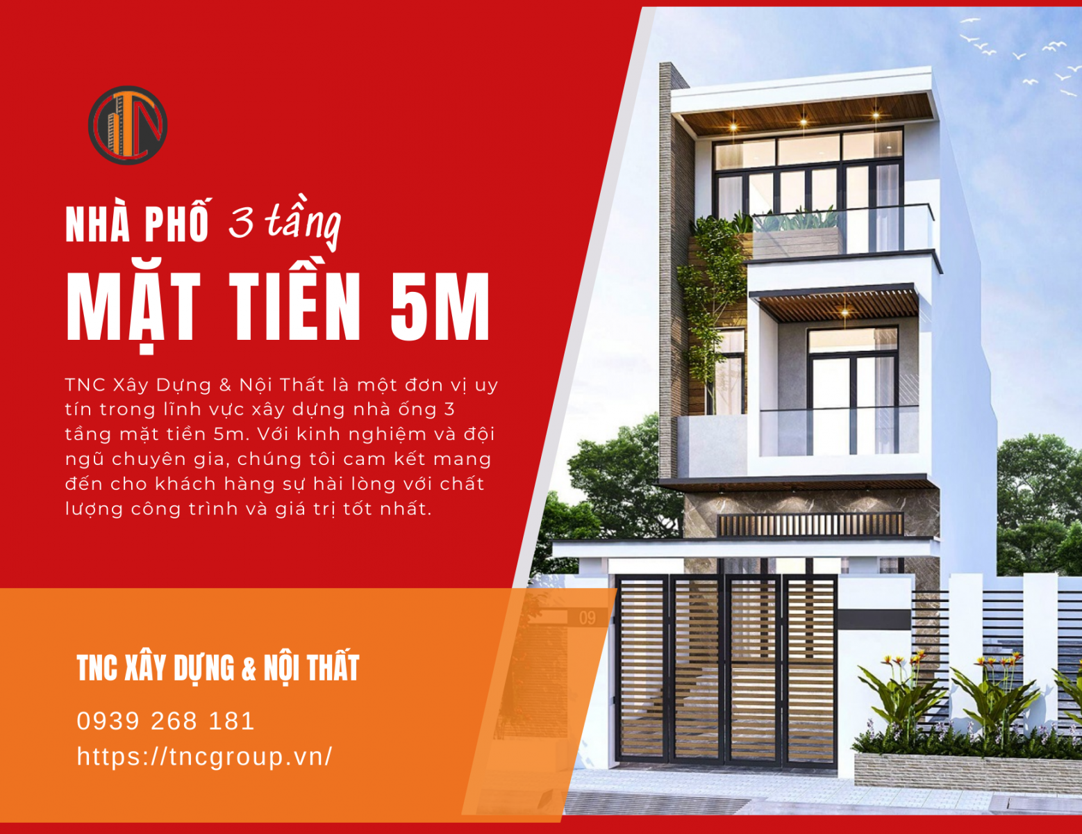 Mẫu nhà ống 3 tầng mặt tiền 5m tân cổ điển 5x17