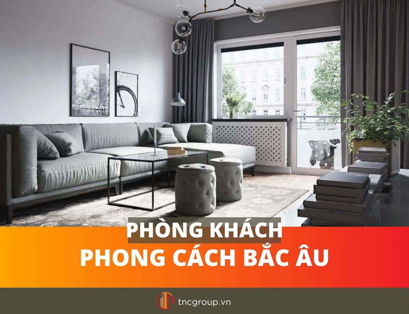 phòng khách phong cách nội thất Bắc Âu