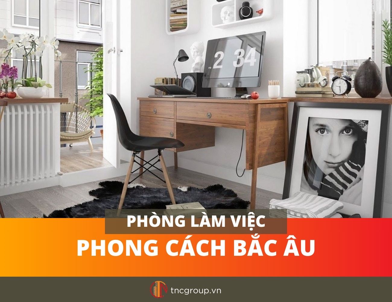 phòng làm việc phong cách Scandinavian