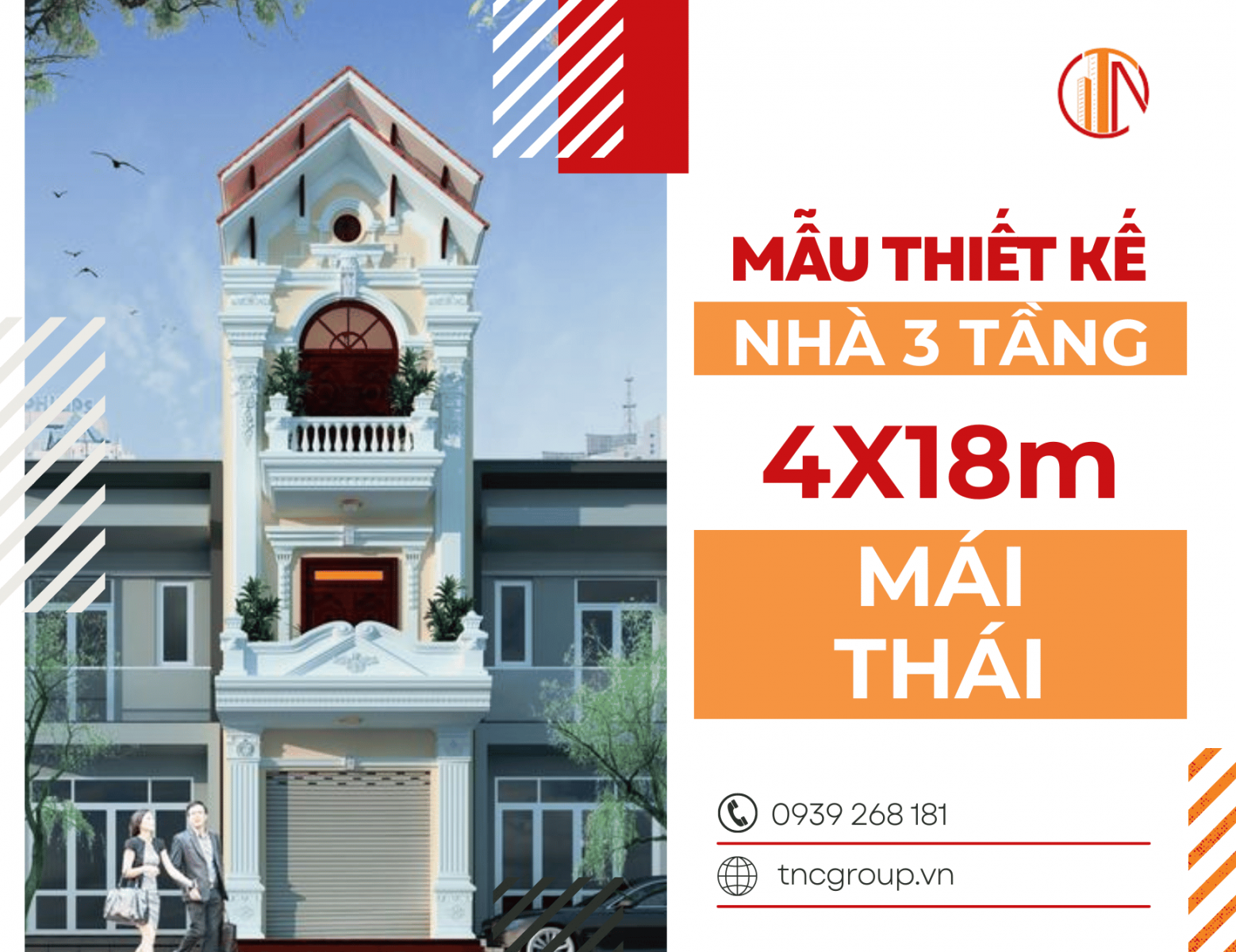 Mẫu nhà ống 4x18m 3 tầng mái thái 