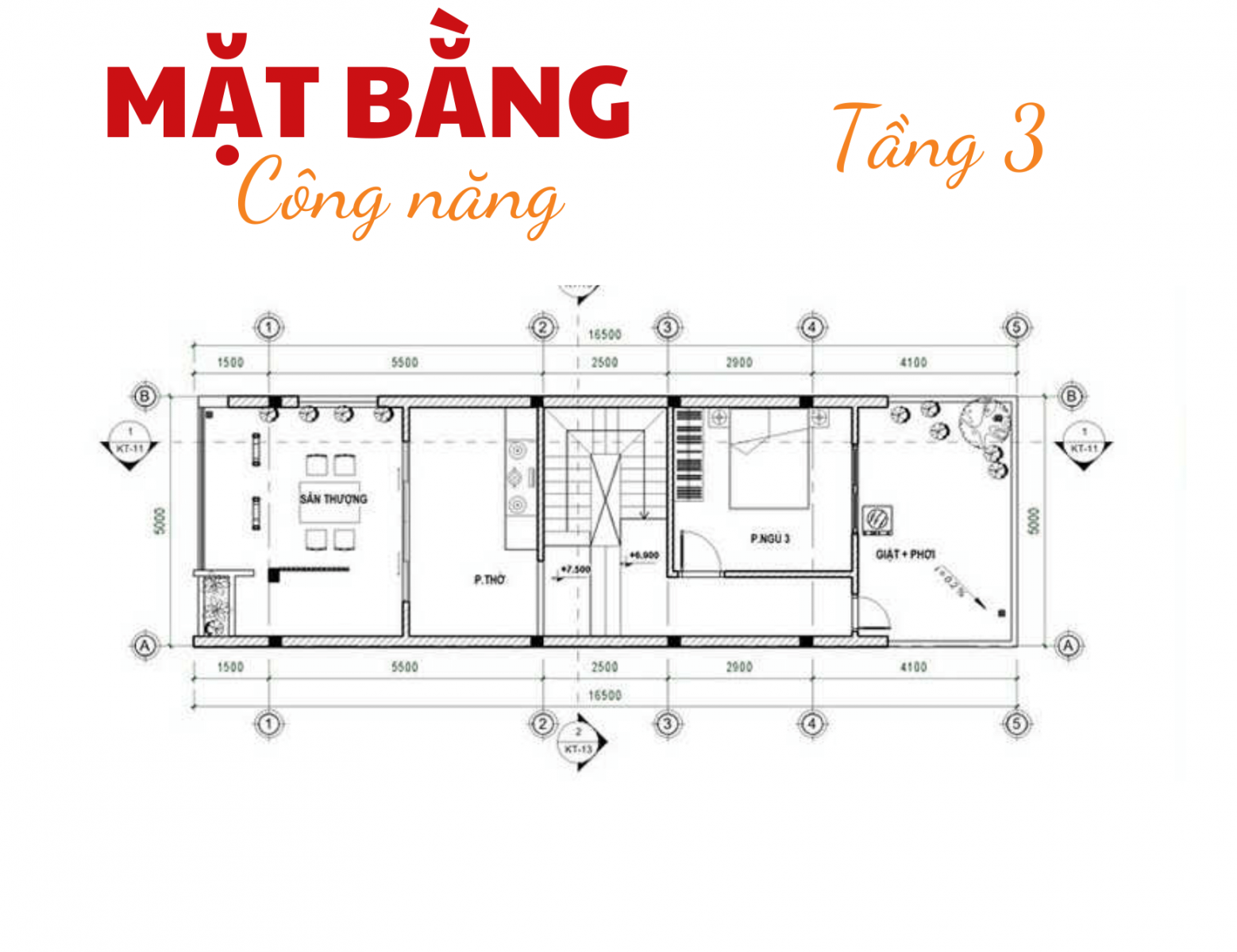 Bản vẽ thiết kế nhà ống 3 tầng 5x17m