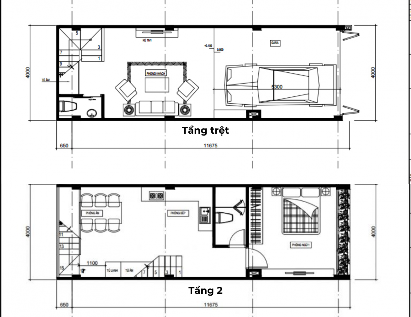 Thiết kế nhà 4×11 3 tầng có gara