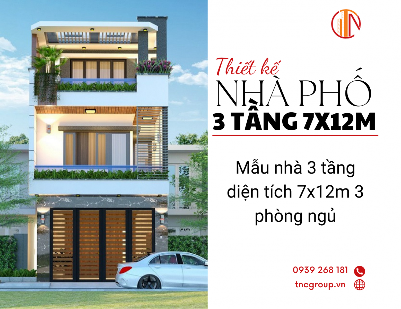 Mẫu nhà 3 tầng diện tích 7x12m 3 phòng ngủ