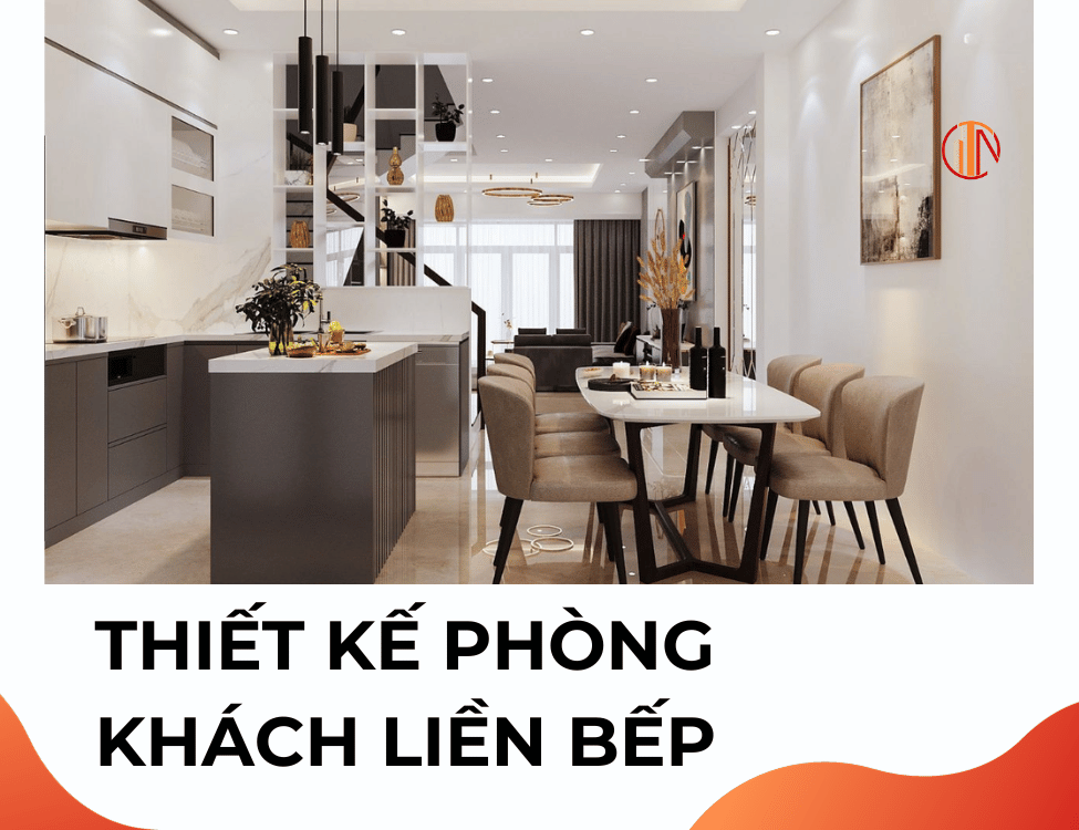 phòng khách liền bếp nhà ống